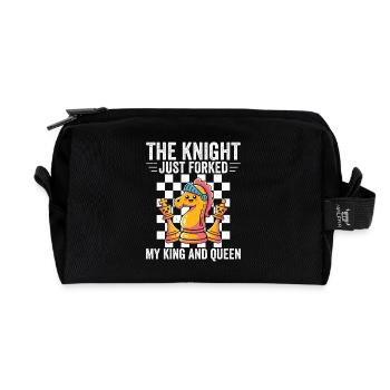 Cheval Gabelt King Queen Kawaii pièces d’échecs - Trousse de toilette en tissu recyclé - noir - Devant