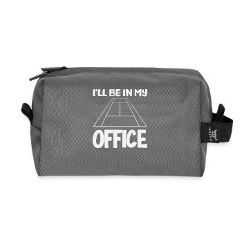 Tennis Player In Office Saying - Recycled Toiletry Zip Bag - anthracite - Front