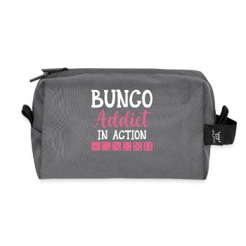 Bunco Addict In Action - Würfelabend Würfeln - Recycelte Kulturtasche - Anthrazit - Vorne
