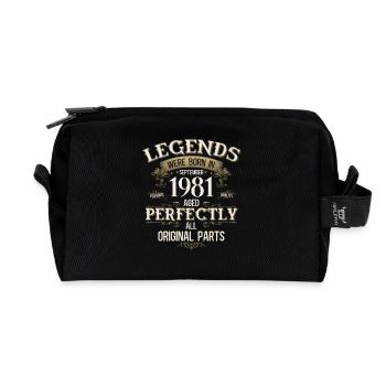 44th Birthday Gift Legend September 1981 - Recycled Toiletry Zip Bag - black - Front