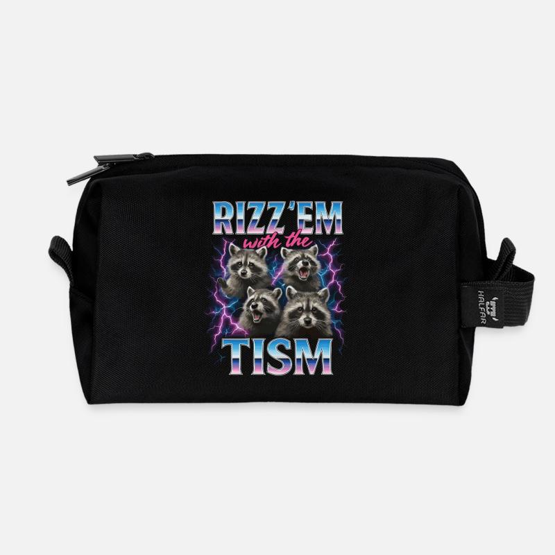 Rizz Tism Waschbären Meme Blitze - Recycelte Kulturtasche - Schwarz