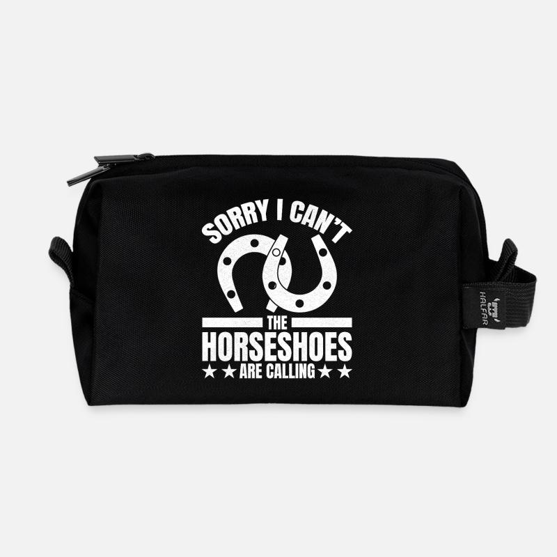 sorry I can't the horseshoes are calling - Recycelte Kulturtasche - Schwarz