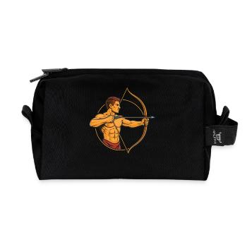 Archery Bow Target Arrow Archer Design - Recycled Toiletry Zip Bag - black - Front