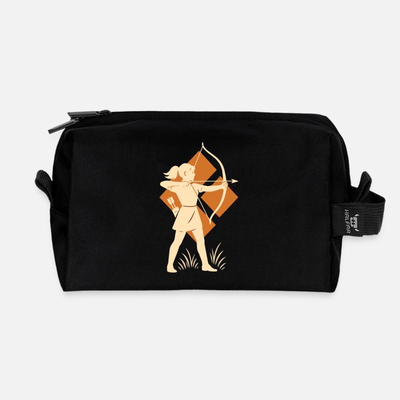 Mädchen Bogenschütze Bogenschießen Bogen Ziel - Recycelte Kulturtasche - Schwarz