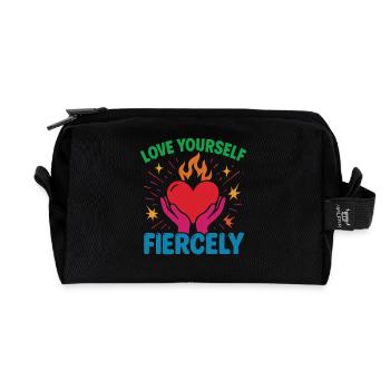 Love Yourself Fiercely Mindfulness Affirmation - Recycled Toiletry Zip Bag - black - Front