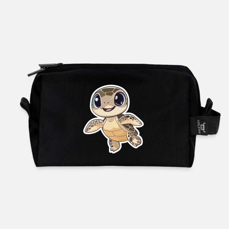 Schildkröte - Recycelte Kulturtasche - Schwarz