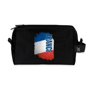 Drapeau de France, grunge vintage - Trousse de toilette en tissu recyclé - noir - Devant