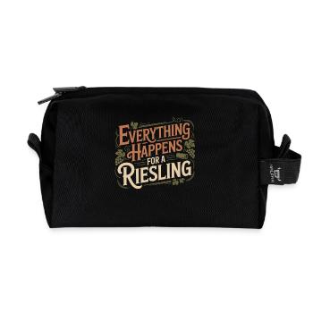 Wine Wine Drinker Everything Happens For A Riesling - Recycled Toiletry Zip Bag - black - Front