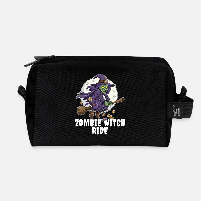 ZOMBIE WITCH RIDE - ZOMBIE HALLOWEEN - Recycled Toiletry Zip Bag - black