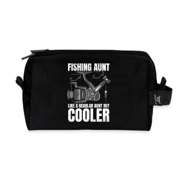 Fishing Aunt Retro Vintage - Recycled Toiletry Zip Bag - black - Front