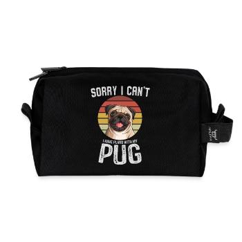 Humorous Pug with Text Design - Recycled Toiletry Zip Bag - black - Front