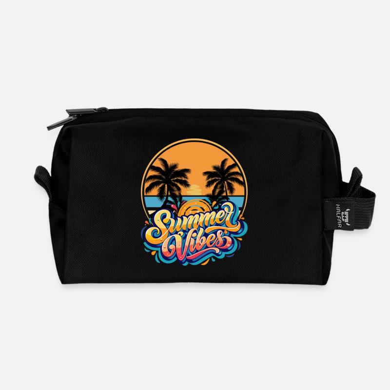 Summer Vibes - Recycled Toiletry Zip Bag - black