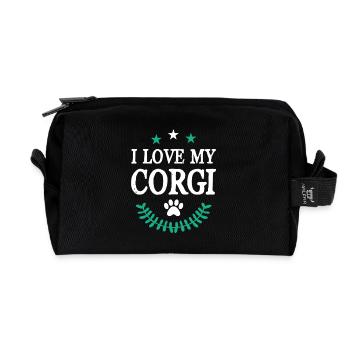 J’aime mon Corgi - Trousse de toilette en tissu recyclé - noir - Devant