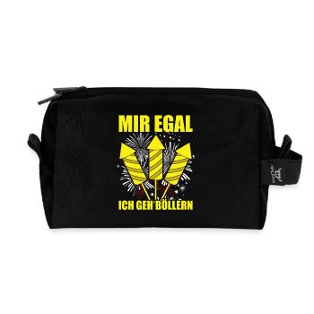 I don't care, I go firecrackers, pyrotechnicians, fireworks - Recycled Toiletry Zip Bag - black - Front