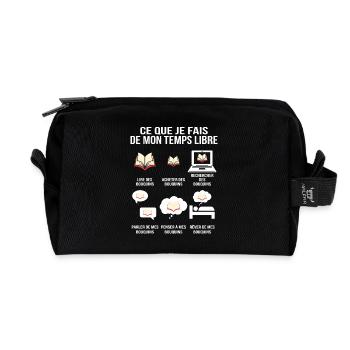 Ce que je fais de mon temps libre Bouquins Addict - Trousse de toilette en tissu recyclé - noir - Devant