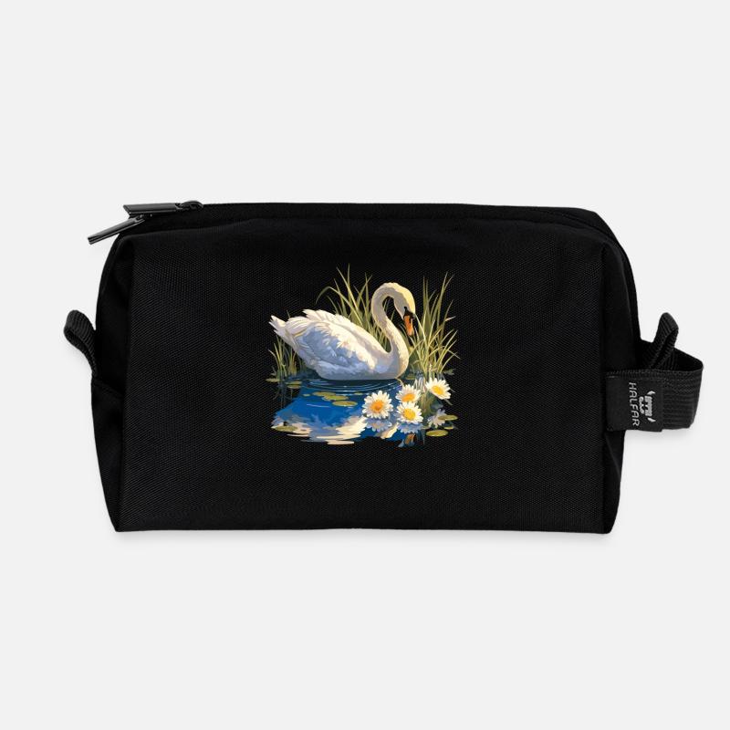 Schwäne Schwan - Recycelte Kulturtasche - Schwarz