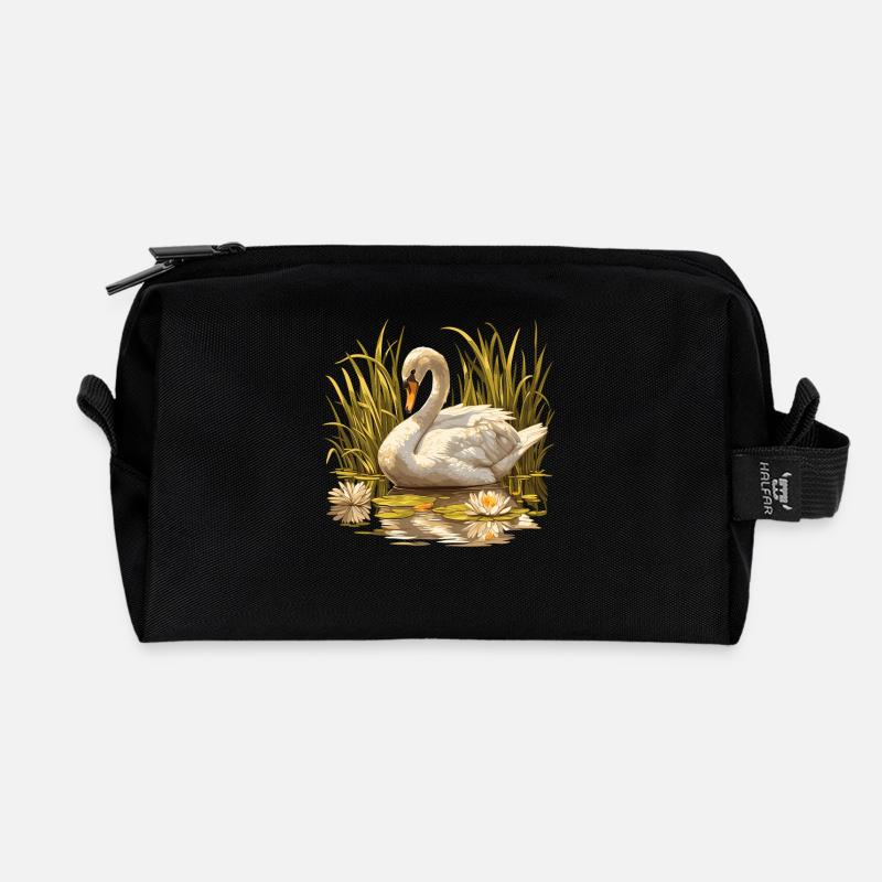 Schwäne Schwan - Recycelte Kulturtasche - Schwarz