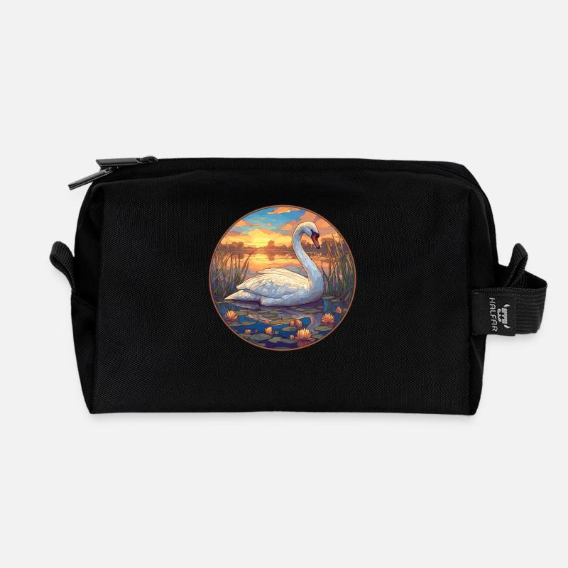 Schwäne Schwan - Recycelte Kulturtasche - Schwarz