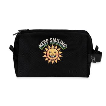 Smiling sun graphic with message - Recycled Toiletry Zip Bag - black - Front