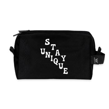 Playful Alphabet Arrangement Design - Recycled Toiletry Zip Bag - black - Front