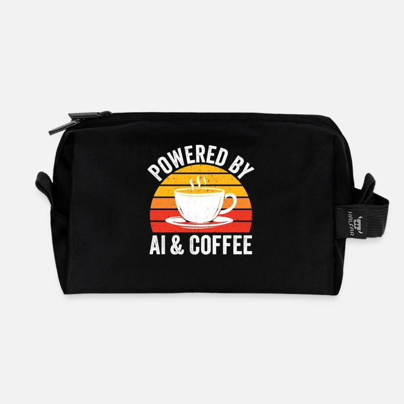 Angetrieben von KI und Kaffeegrafik - Recycelte Kulturtasche - Schwarz