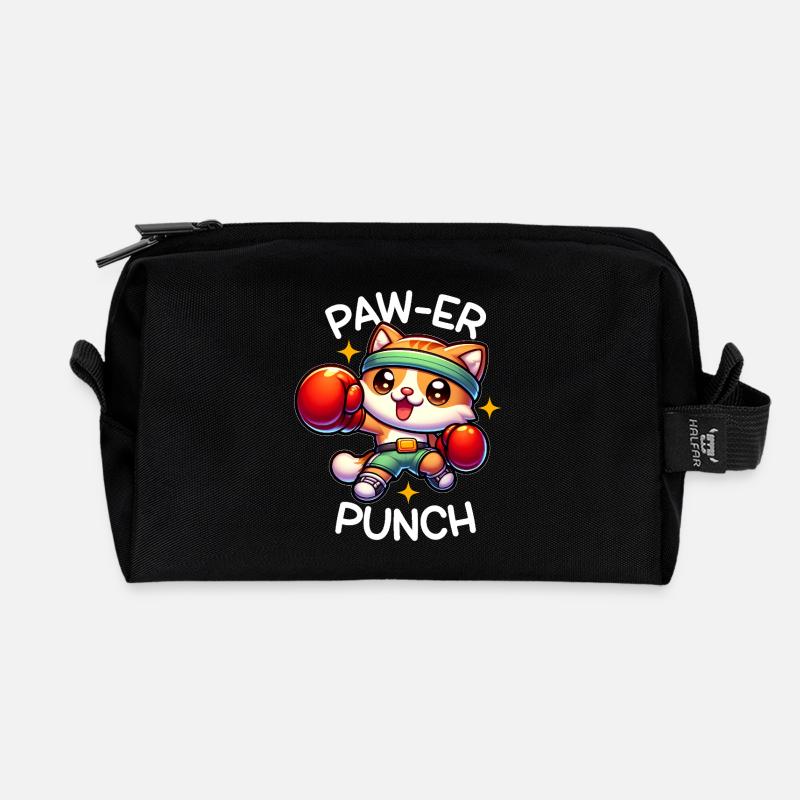 Boxer cat - Recycled Toiletry Zip Bag - black