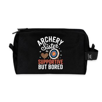 Archery saying sister archery - Recycled Toiletry Zip Bag - black - Front