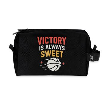 Design Basketball Sieg Motivation - Recycelte Kulturtasche - Schwarz - Vorne