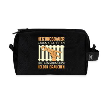 Chauffagiste Plombier Plombier de construction chauffage - Trousse de toilette en tissu recyclé - noir - Devant
