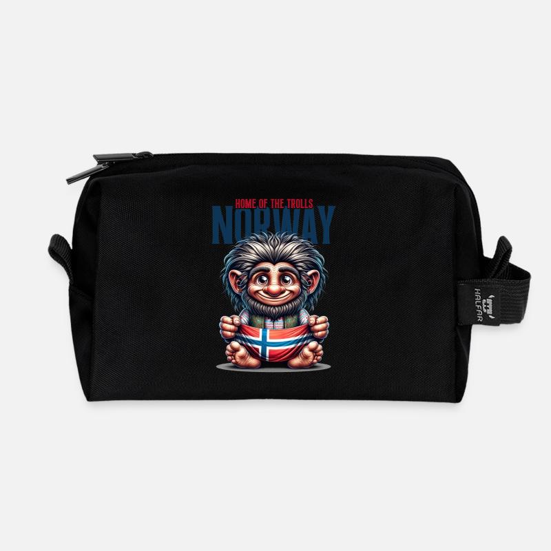 Norwegischer Troll mit Flagge - Recycelte Kulturtasche - Schwarz