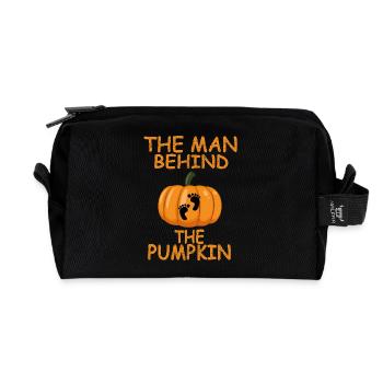 The Man Behind Pumpkin Footprint Halloween Shirt - Recycled Toiletry Zip Bag - black - Front