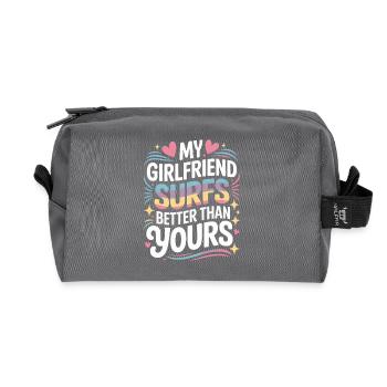 Surfing My Girlfriend Surfs Better Than Yours Surf - Recycled Toiletry Zip Bag - anthracite - Front