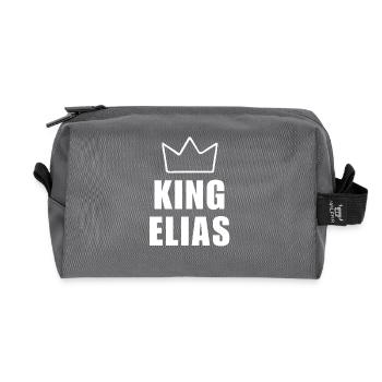 Elias Name mit Buchstabe E - Königskronen-Shirt - Recycelte Kulturtasche - Anthrazit - Vorne