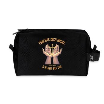 Hände mit Kreuz - Trost und Glauben Jesaja Bibel - Recycelte Kulturtasche - Schwarz - Vorne