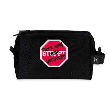 Animal testing ANIMALS ARE NOT FUNNY EXPERIMENTS - Recycled Toiletry Zip Bag - black - Front