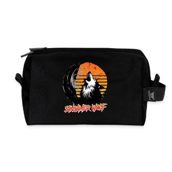 Wolf Spirit LONE WOLF Retro Funny - Recycled Toiletry Zip Bag - black - Front