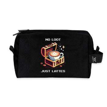 Kein Loot, nur Latte | Kaffee Barista - Recycelte Kulturtasche - Schwarz - Vorne