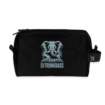 DJ Trunkbass Elephant at the mixer bass - Recycled Toiletry Zip Bag - black - Front