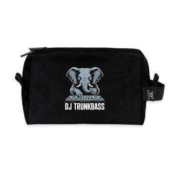 DJ Trunkbass Elephant at the mixer bass - Recycled Toiletry Zip Bag - black - Front
