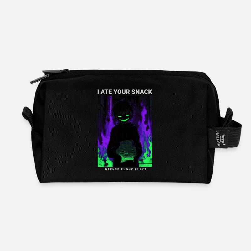 Vaporwave Phonk Anime Horror Snack Creepy Grin - Recycelte Kulturtasche - Schwarz