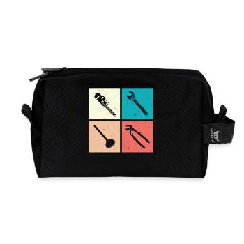 Chauffagiste Plombier Plombier de construction chauffage - Trousse de toilette en tissu recyclé - noir - Devant