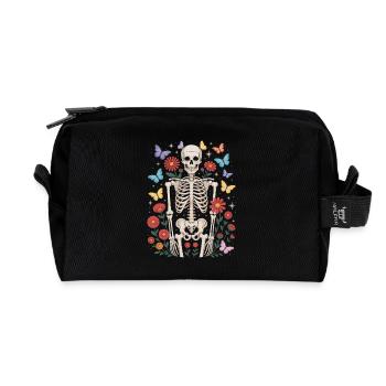 Skeleton Butterfly Florist Floral Halloween - Recycelte Kulturtasche - Schwarz - Vorne