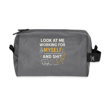 Regardez-moi travailler pour moi-même et - Trousse de toilette en tissu recyclé - anthracite - Devant
