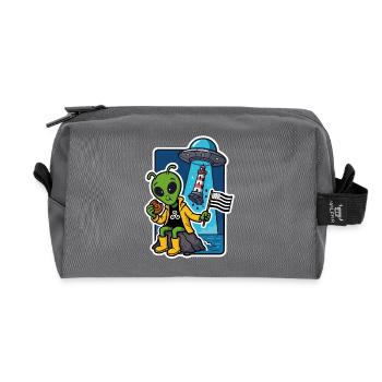 Alien Breton Humour Bretagne Phare et Gwenn ha du - Trousse de toilette en tissu recyclé - anthracite - Devant