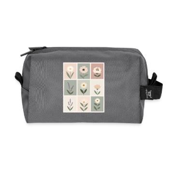 Floral patterns in soft pastel colors - Recycled Toiletry Zip Bag - anthracite - Front