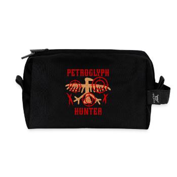 Pétroglyphe Chasseur Pétroglyphe Pictogrammes - Trousse de toilette en tissu recyclé - noir - Devant