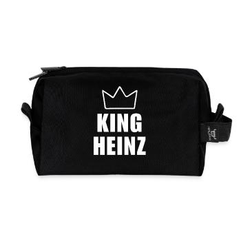 Heinz Name mit Buchstabe H - King Crown Hemd - Recycelte Kulturtasche - Schwarz - Vorne