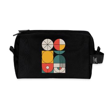 Bauhaus Geometric Shapes Composition - Recycled Toiletry Zip Bag - black - Front