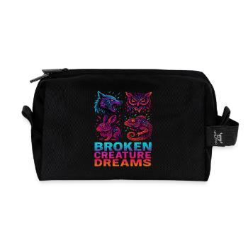 Bizarre Abstrait Animaux Créatures Brisées - Trousse de toilette en tissu recyclé - noir - Devant
