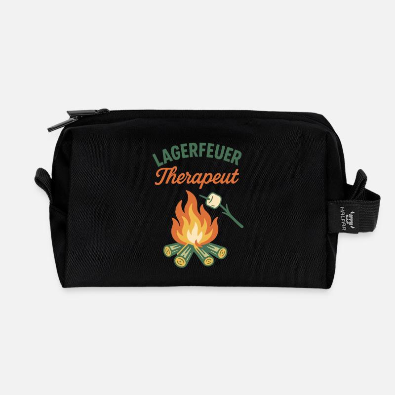 Lagerfeuer Therapeut Camping Abenteuer Camper - Recycelte Kulturtasche - Schwarz